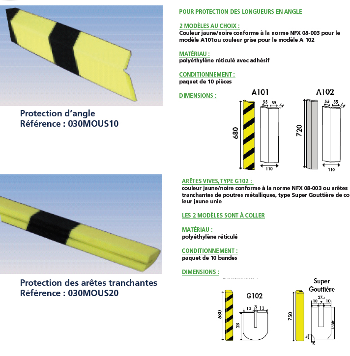 Protection d'angle 90° en caoutchouc